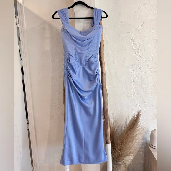 House of CB Natalya Sky Blue Satin Corset Midi Dress in Size XS NWT - Picture 8 of 17